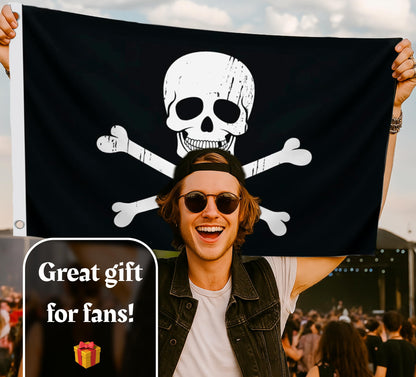 12x18 Inch Black Pirate Skull and Home Polyester Flag - Garden Yard Porch Patio Banner Single Sided Flags with 2 Grommets for Decor - Pirate USA Flag