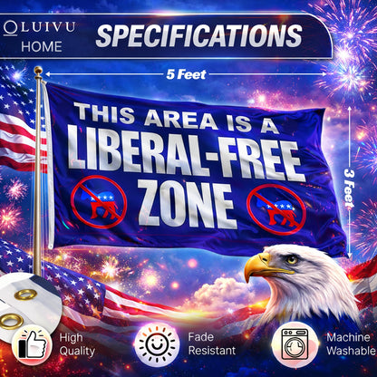 3x5 ft Liberal Free Zone Flag – Funny Political Wall Banner, Polyester Flag for Garage, Man Cave, Dorm Room and Outdoor Decor