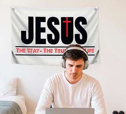 3x5 Ft The Way Truth Life Polyester Flag with 4 Brass Grommets - Decorations Patriotic Flag Banner - Single Sided Bedroom Wall Decoration