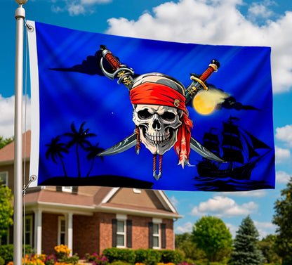 3x5 Feet Pirate Polyester Flag with 2 Grommets - Pirate Ship Flag Cross Knife Flags for Indoor or Outdoor - Pirate Single Sided Flags Skull