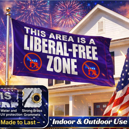 3x5 ft Liberal Free Zone Flag – Funny Political Wall Banner, Polyester Flag for Garage, Man Cave, Dorm Room and Outdoor Decor