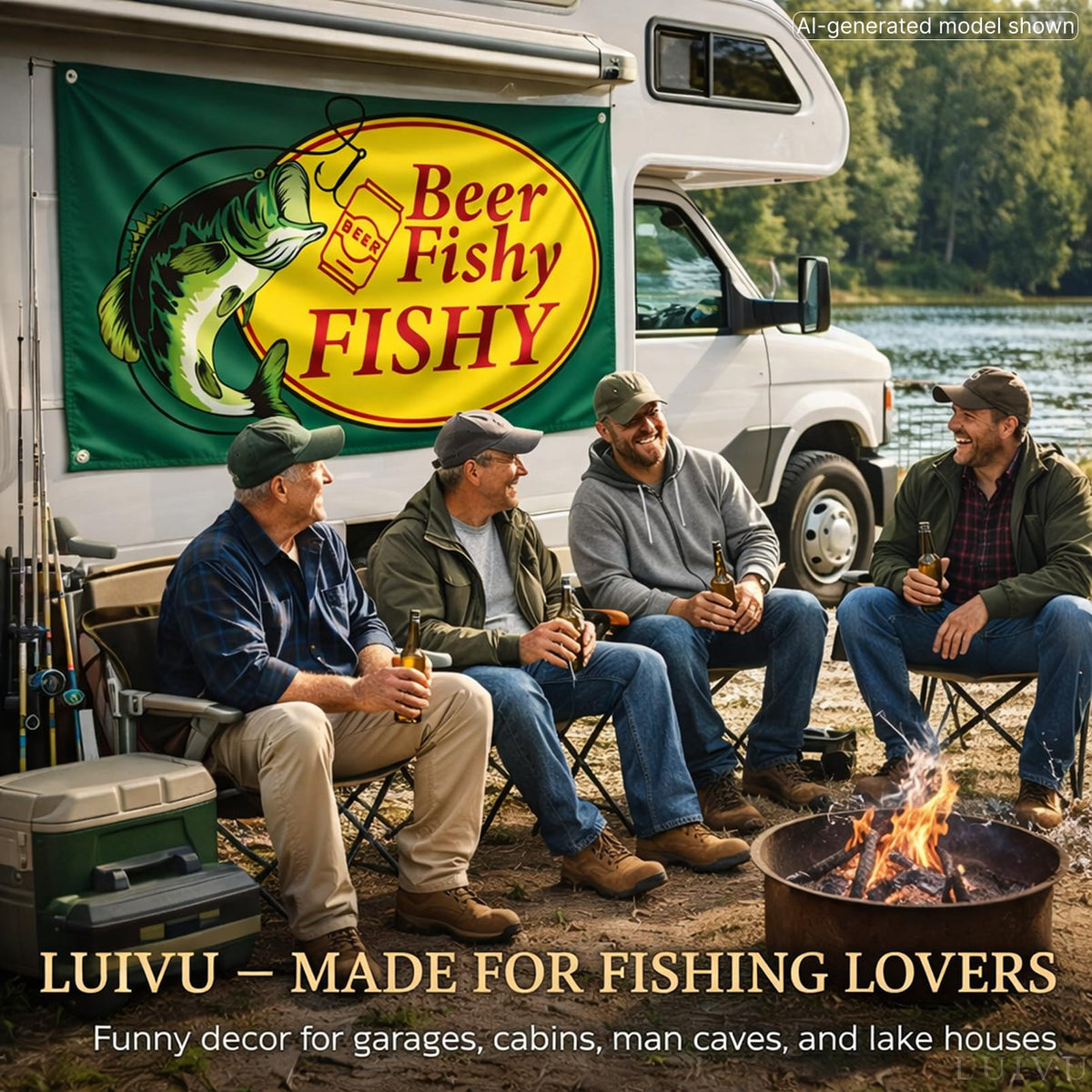 3x5 ft Beer Fishy Fishy Flag – Funny Fishing & Man Cave Banner