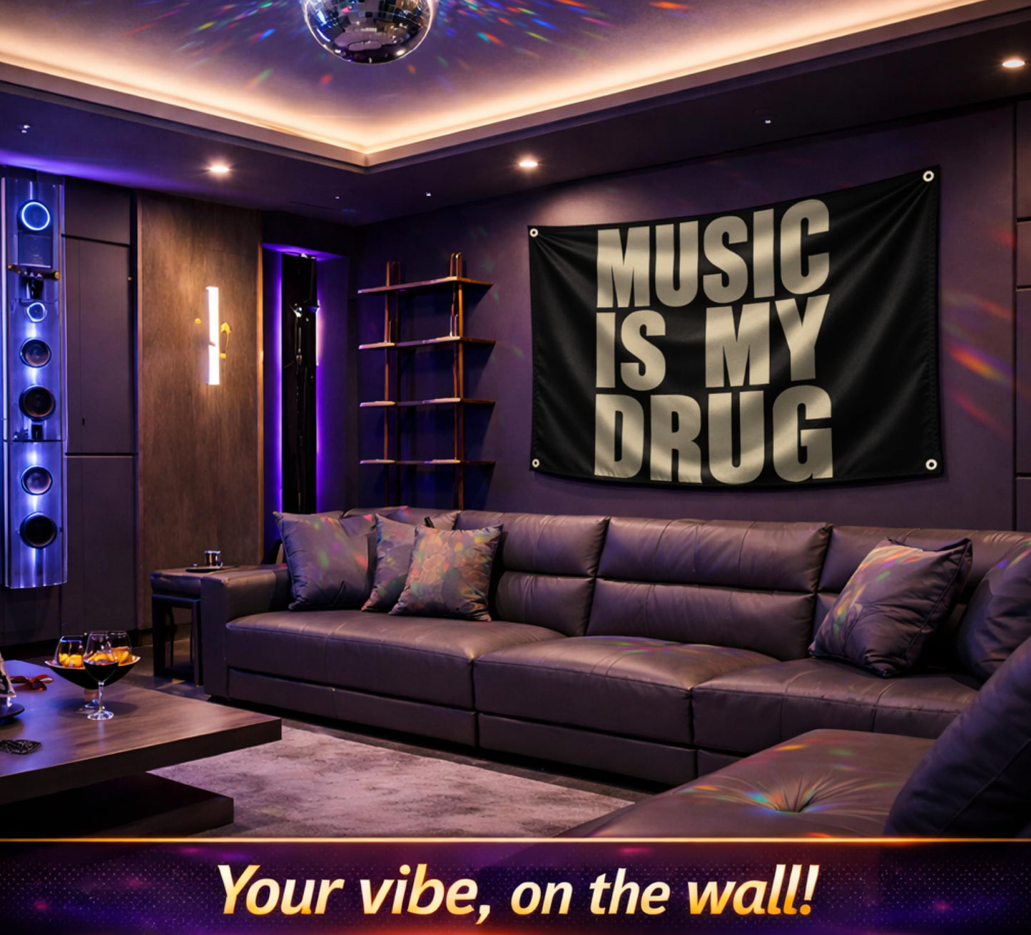 3x5 Feet Musical Quote Flag "Music Is My..." with Four Brass Grommets - Black Single Sided Musical Banner for Wall Decoration - Polyester Party Flags