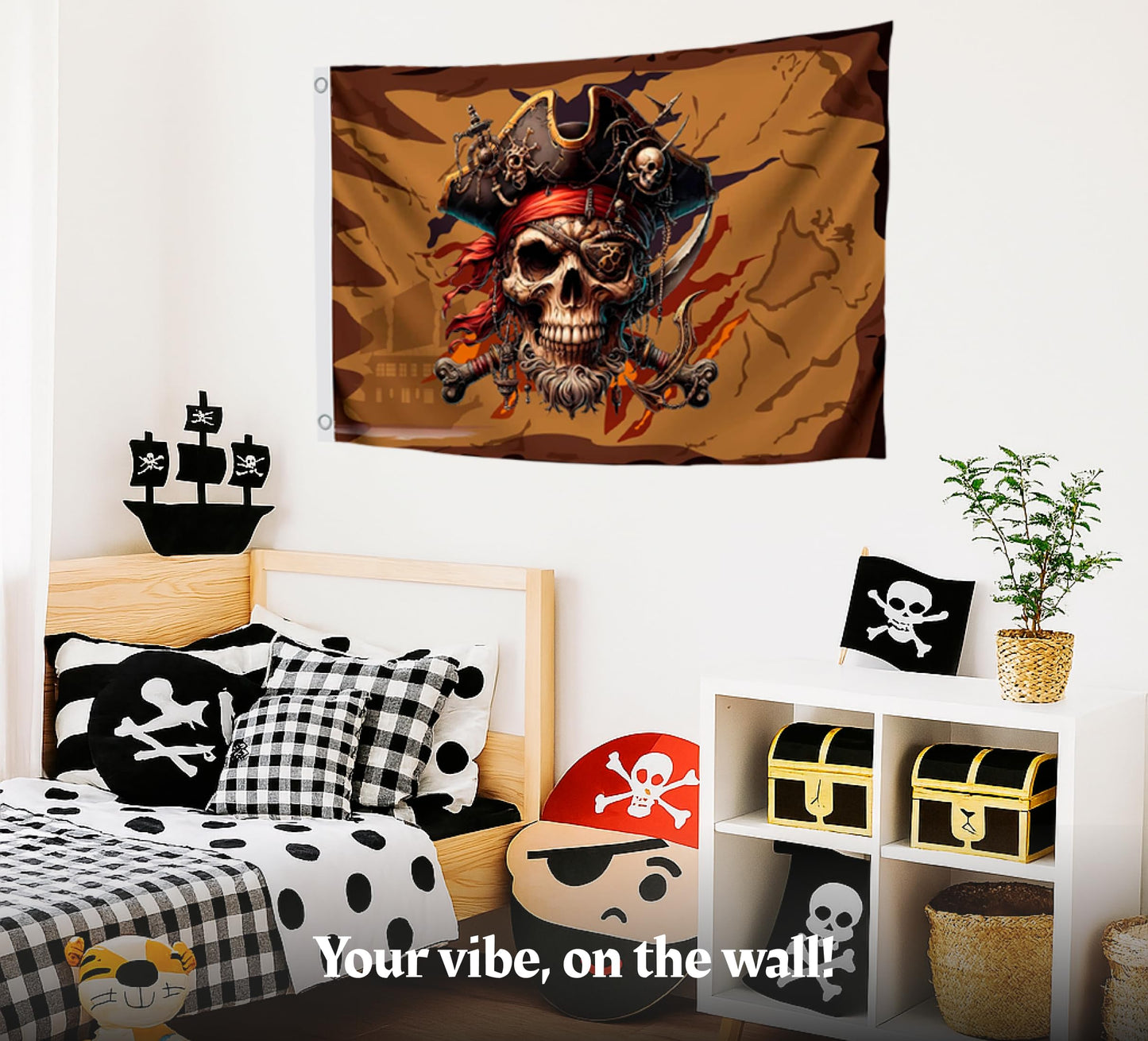 3x5 Feet Pirate Skull Flag with Two Brass Grommets - Pirat Flags Skull and Crossbones for Garden Yard Lawn Patio House - Yard Porch Patio Banner Flags