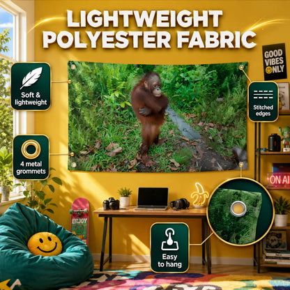 3x5 ft Funny Orangutan Meme Flag – Cute Animal Wall Banner