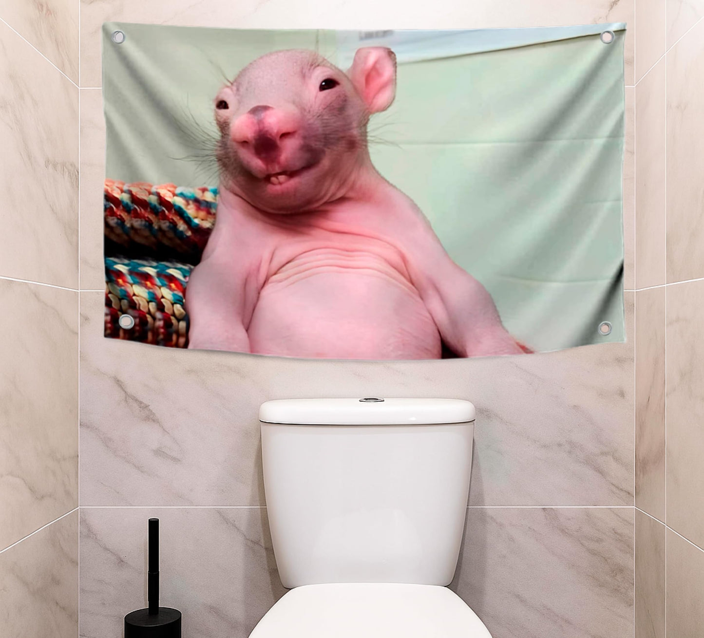 3x5 Feet Bald Rat Meme Single Sided Flag with Four Brass Grommets - Funny Flag for College Party Indoor and Outdoor Decoration
