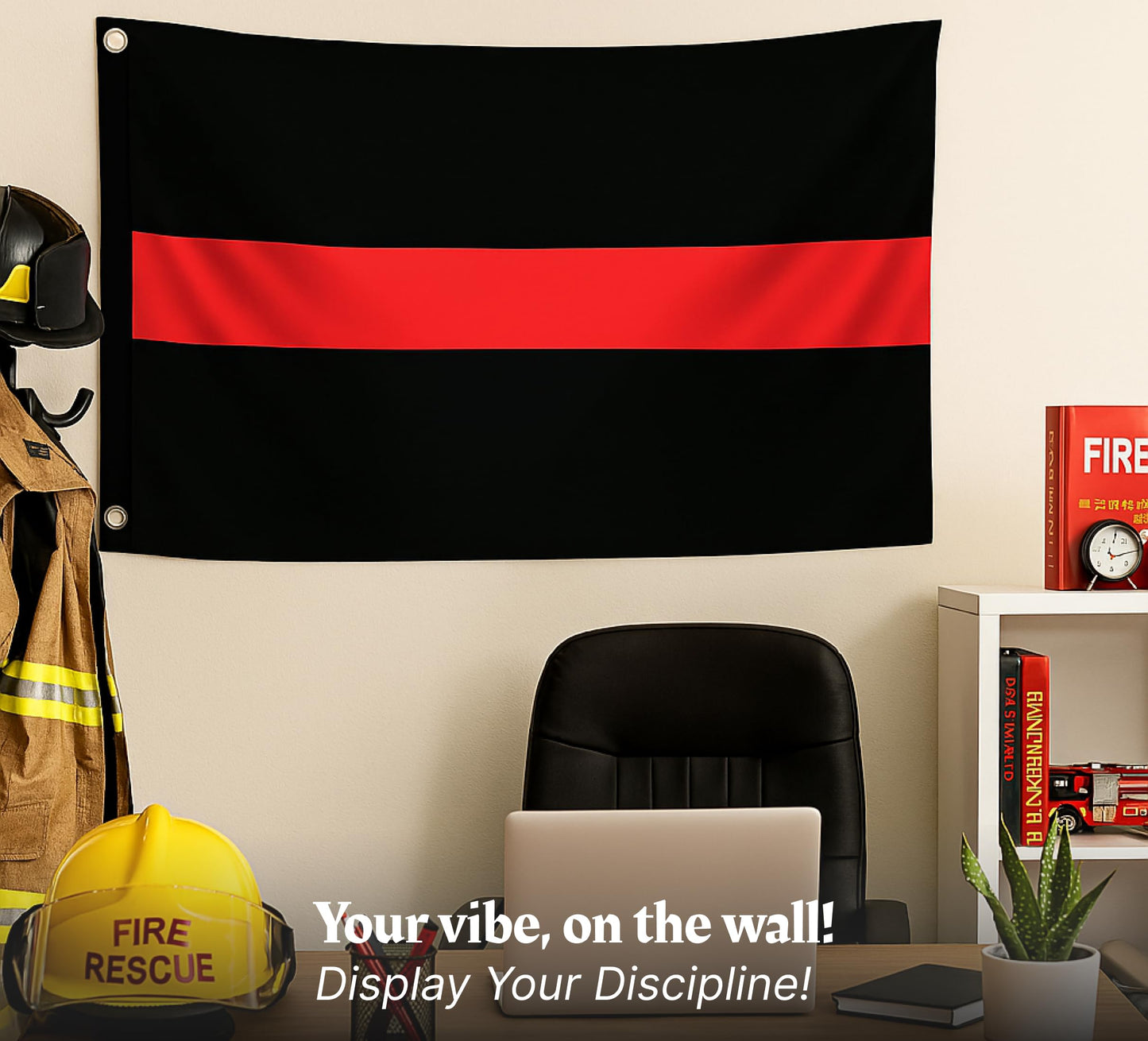 3x5 Ft Thin Red and Black Line Horizontal Stripes Polyester Single Sided Flags with 2 Grommets - Symbol Simple Textured Graphics Cool Wall Flags
