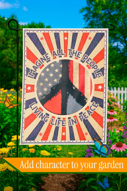 30x40 Inches Hippie Peace Polyester Flags - Imagine All The People Living Life in Peace Single Sided Flag - Decorations USA House or Home Wall Flags