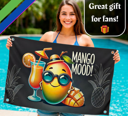 3x5 Feet Single Sided Flag with 4 Brass Grommets - Tropical Mango Mood Polyester Flags with Cocktail - Cool Bannner for Summer Party