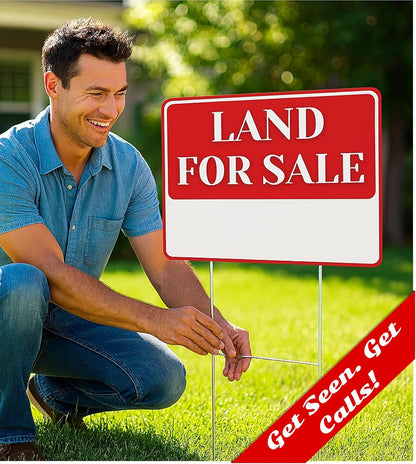 3X Double Sided 12x16 Inches Land for Sale Yard Sign with Metal Stakes