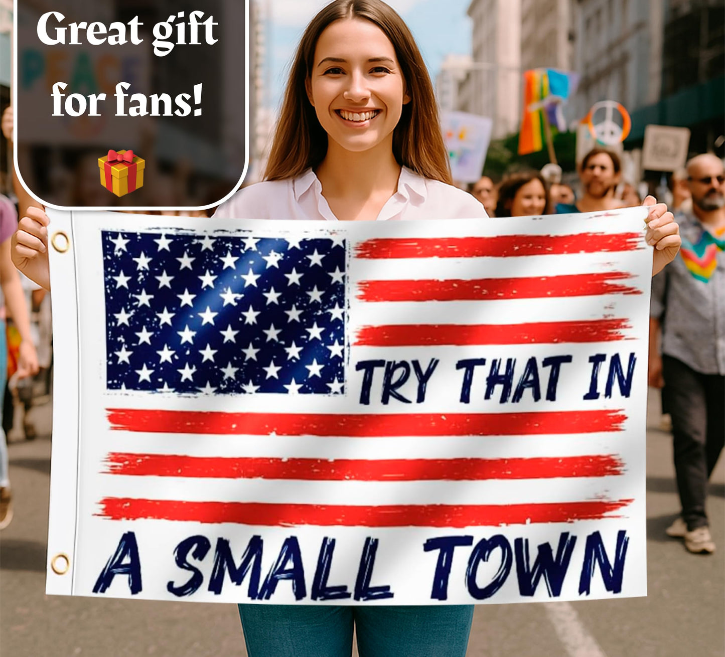 3x5 Feet Try That In A Small Town Flags - For Room Teen Popular - Outdoor Positive Tapestry For Dorm Banner - American flag banners for outside