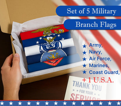 Set of 6 Military Branch Armed Forces Service Miniature Flag - 10X15 CM American Flag Banners for Desk Set - Polyester Small Mini Military Stick Flags