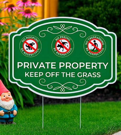3X Double Sided 12x16 Inches Private Property Keep Off The Grass Yard Plastic Signs with Metal Stakes