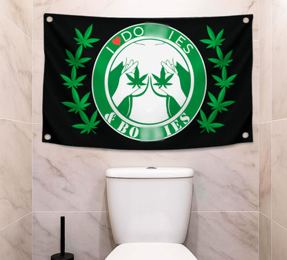 3x5 Feet I Love Doobiess And Boobies Single Sided Flag with 4 Grommets - Cool Funny Flags For Room Guys - Funny Polyester Tapestry Cool Wall Flags