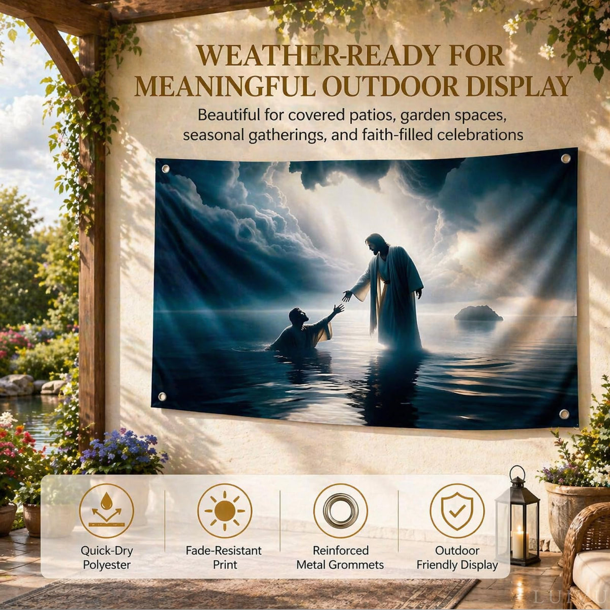 3x5 ft Jesus Walking on Water Flag – Christian Wall Banner