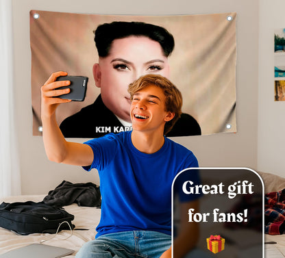 3x5 Ft Kim Polyester Tapestry Flags with 4 Grommets - Kardishi-Un Funny Single Sided Flag Banner for College Party Indoor and Outdoor Decor