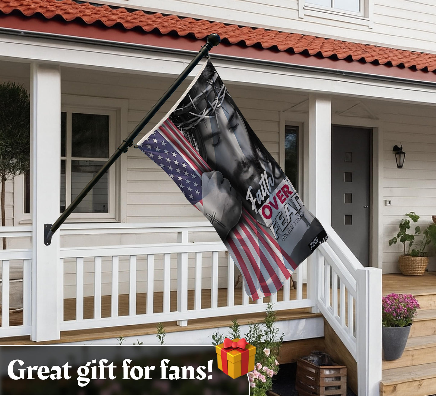 3x5 Feet Faith Over Fear Polyester Flag with 2 Brass Grommets - American Single Sided Flags for Outside or Inside - Decorations Flag Banner