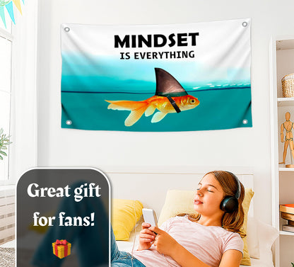 3x5 Ft Motivational Polyester Flag Mindset is Everything with 4 Grommets - Wall Art Single Sided Poster for Home or Office - Inspirational Wall Decor