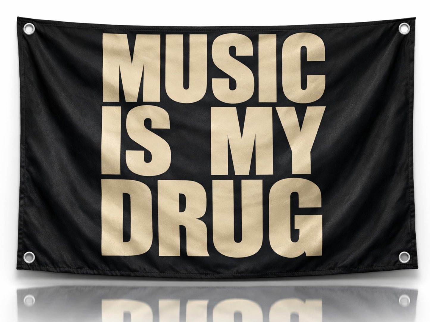 3x5 Feet Musical Quote Flag "Music Is My..." with Four Brass Grommets - Black Single Sided Musical Banner for Wall Decoration - Polyester Party Flags