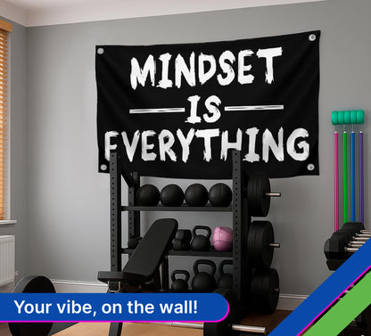 3x5 Feet Mindset is Everything Single Sided Flag with 4 Grommets - Motivational Fitness Inspirational Polyester Flag for Home or Gym