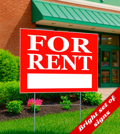 3 Pack 12x16 inch For Rent Sign Double Sided - Home for Rent Lawn Plastic Sign With H-Stakes for Real Estate Agent, Homeowner