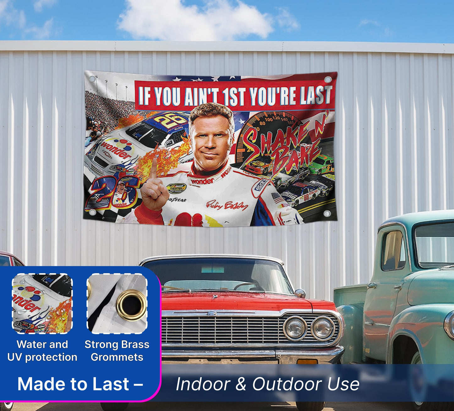 If You Ain't 1st First You're Last Polyester Flag 3x5 Feet with 4 Grommets. Bobby Cool Single Sided Tapestry Man Cave Wall Decor for College Dorm Room
