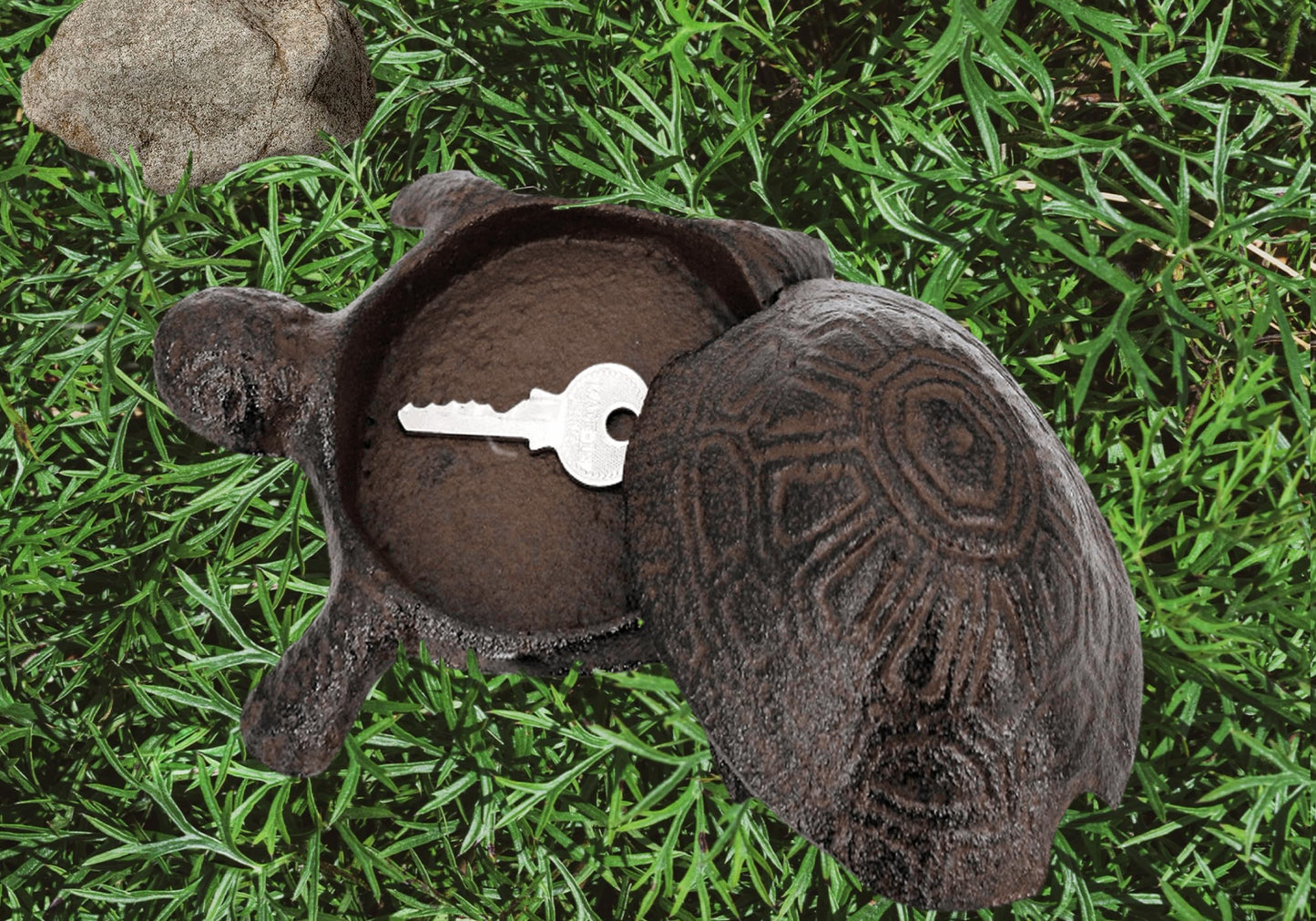 ULVEOL Top Brass Turtle Key Hider Figurine - Cast Iron Garden Statue with Secret Compartment for Used Indoor and Outdoor