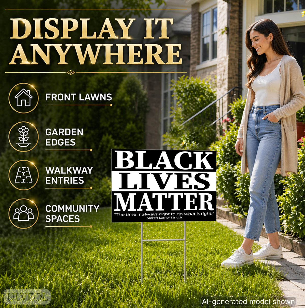 12x18 in Black Lives Matter In This House We Believe Yard Sign – Double-Sided with Stake