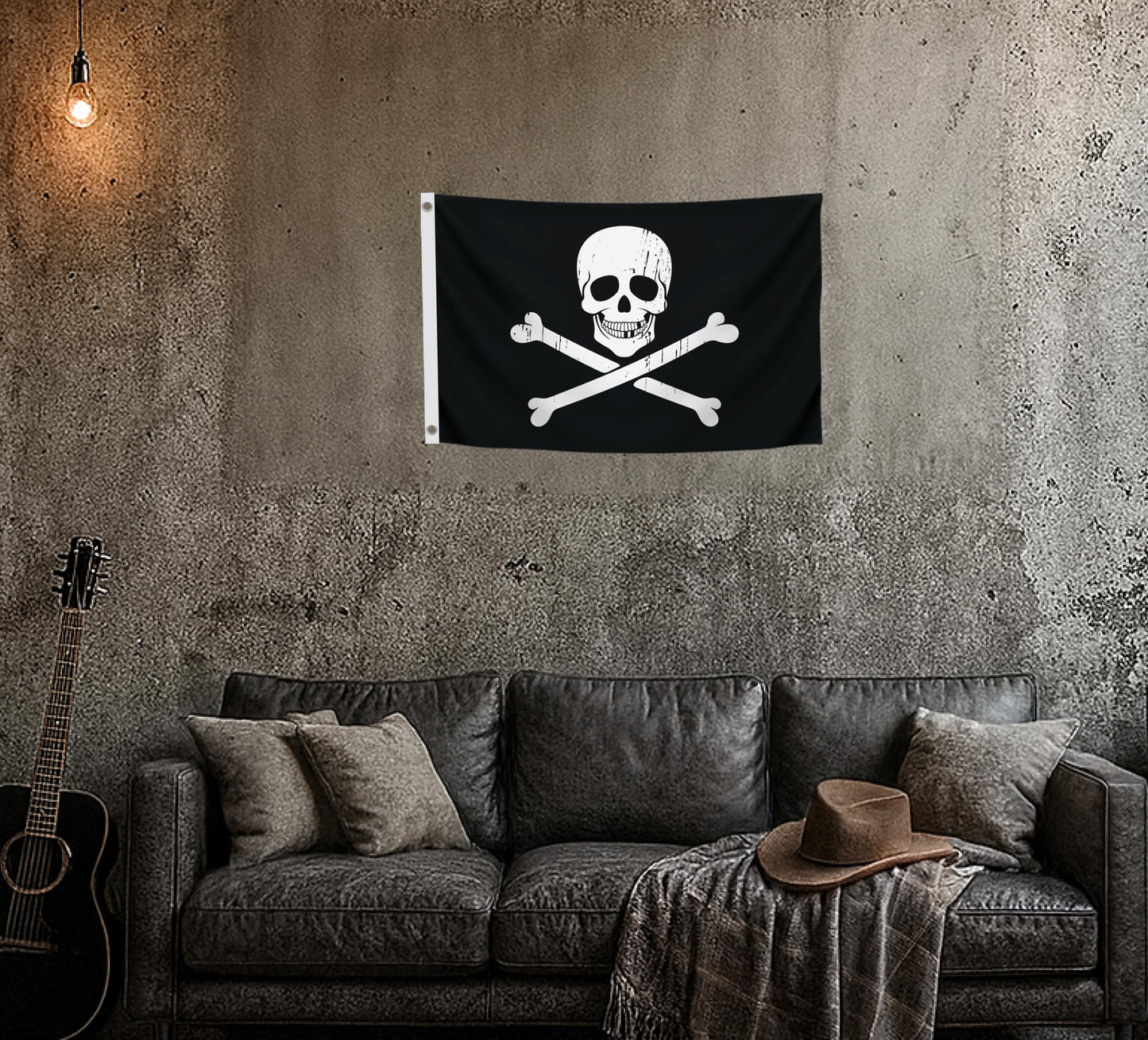 12x18 Inch Black Pirate Skull and Home Polyester Flag - Garden Yard Porch Patio Banner Single Sided Flags with 2 Grommets for Decor - Pirate USA Flag