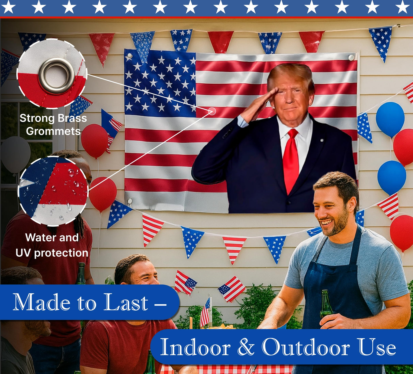 3'x5’ Trump 2024 Flag with 4 Brass Grommets - Large American President Republican Banner - Political Campaign Home Banner - Keep America Great