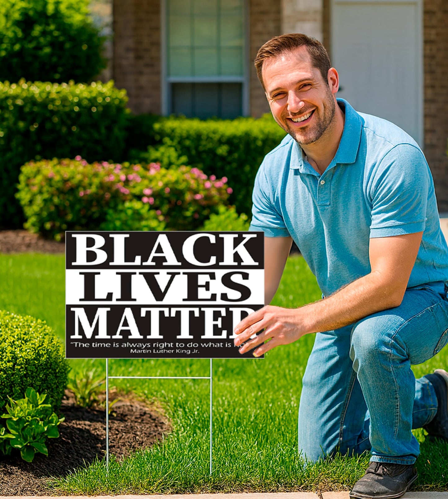 Black Lives Matter Yard Sign - In This House We Believe Yard Double sided Sign 12" x 18" inches - Corrugated Plastic with H Metal Stake