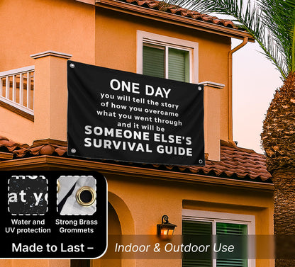 3x5 Ft Motivational Quote Black Polyester Flag One Day with Four Brass Grommets. Positive Quotes Posters for Men - Wall Decorations for Home or Office