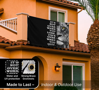 3x5 Feet Motivational Lion Wall Art with Four Brass Grommets - Cool Motivational Inspirational Poster for Men and Women