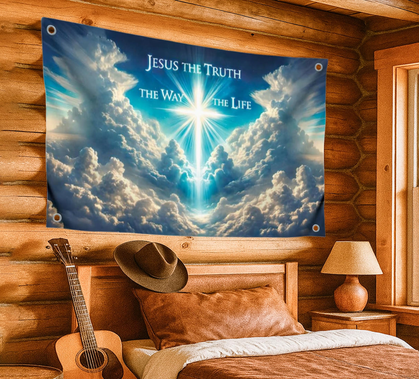 3x5 Feet Sky Flag with Quote '' Truth the Way the Life'' Poster for Home with Four Brass Grommets - Great College Decor - Single Sided Banner