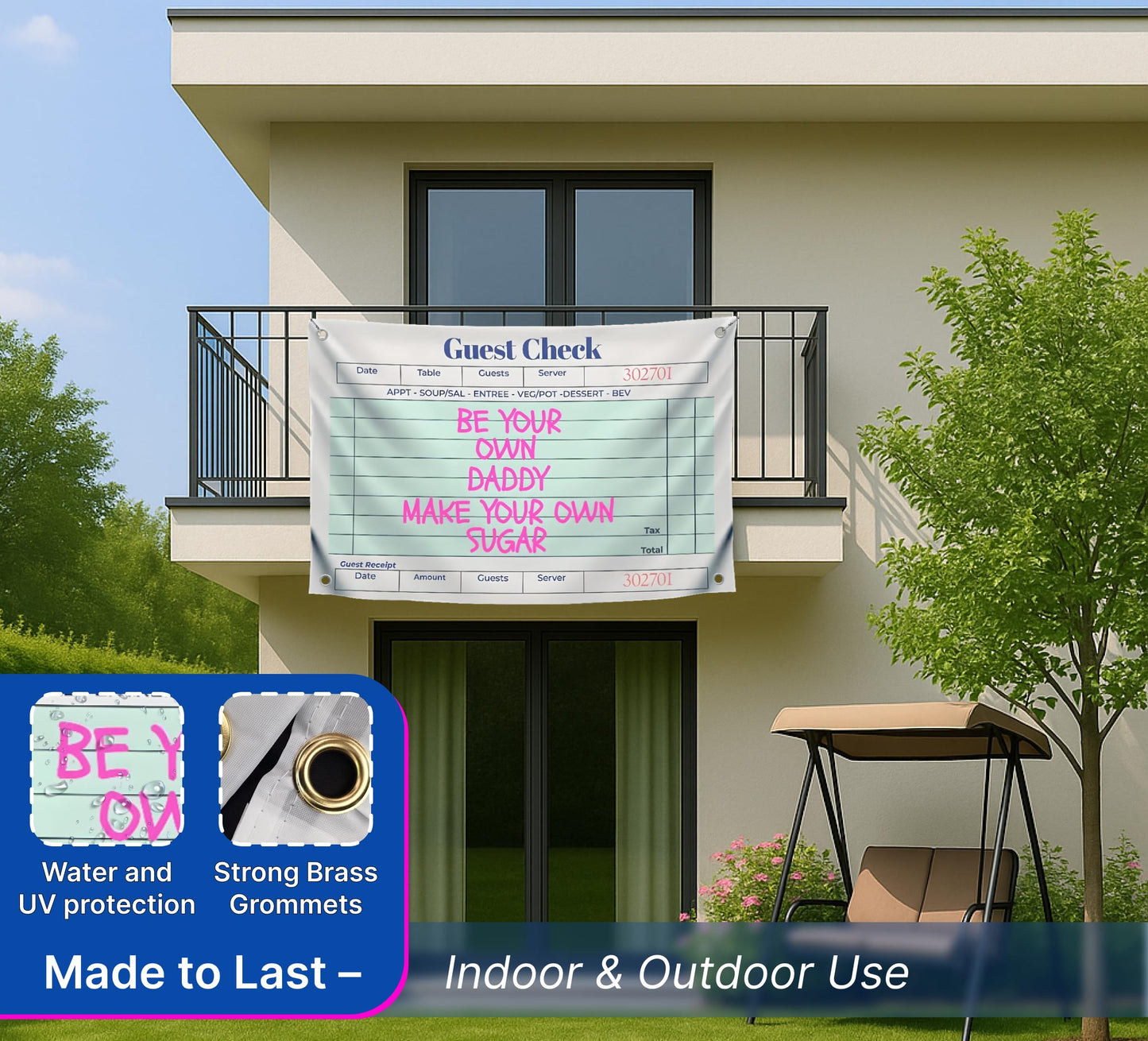 3x5 Ft Funny Quotes Wall Polyester Flags Be Your Own Daddy Make Your Own Sugar with Four Brass Grommets - Motivation Pink Funny Sayings Banner