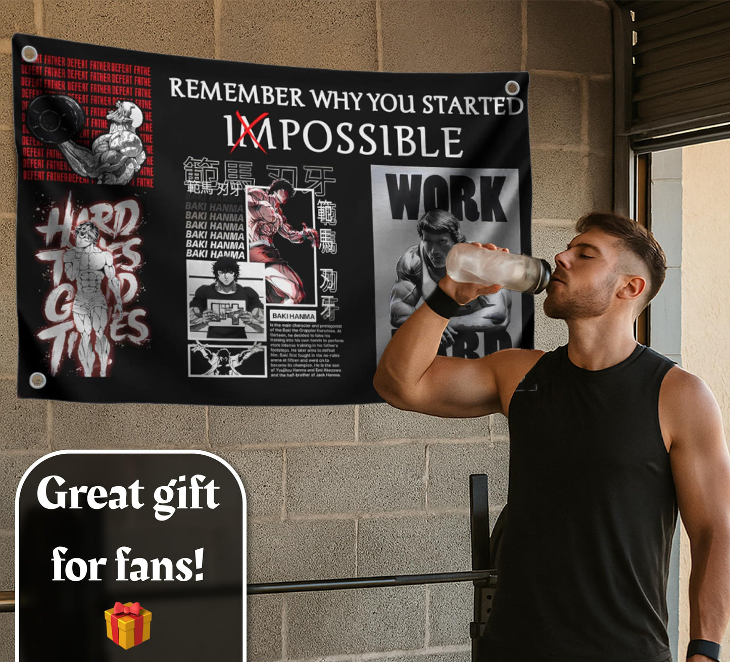 3x5 Feet Motivational Gym Polyester Flag "Remember Why You Started" with Four Brass Grommets - Schwarzenegger Banner for Gym.Work Hard Wall Decoration