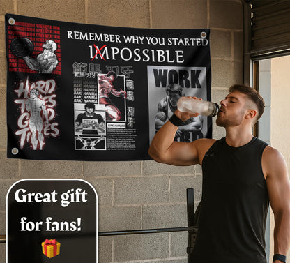 3x5 Feet Motivational Gym Polyester Flag "Remember Why You Started" with Four Brass Grommets - Schwarzenegger Banner for Gym.Work Hard Wall Decoration