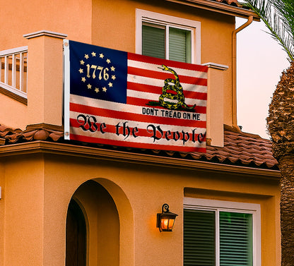 3x5 Feet Liberty Don't Tread on Me American Flag with Two Brass Grommets - Polyester 1776 We The People Single Sided Flags for Garden Outside