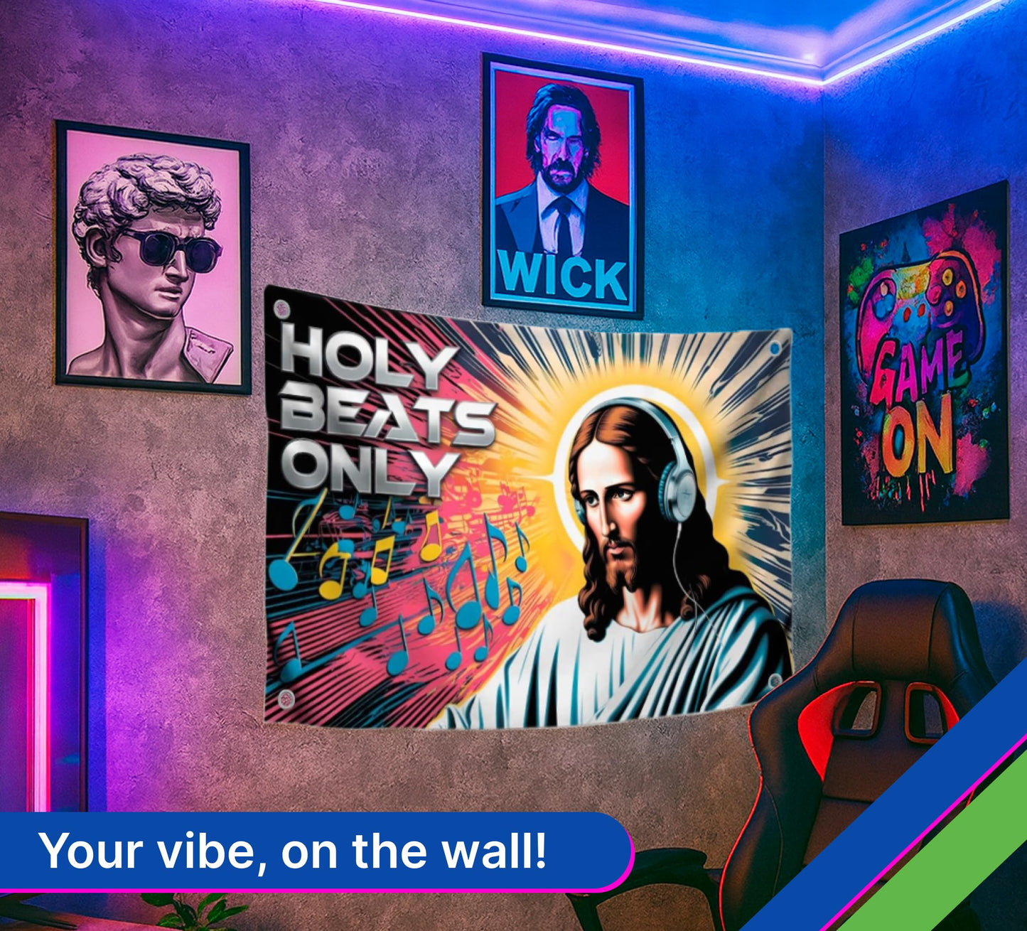 3x5 Feet Tapestry Polyester Flag "Holy Beats Only" with Four Brass Grommets - Tapestries for College Dorm Room Meme Banners Flags for Bedroom