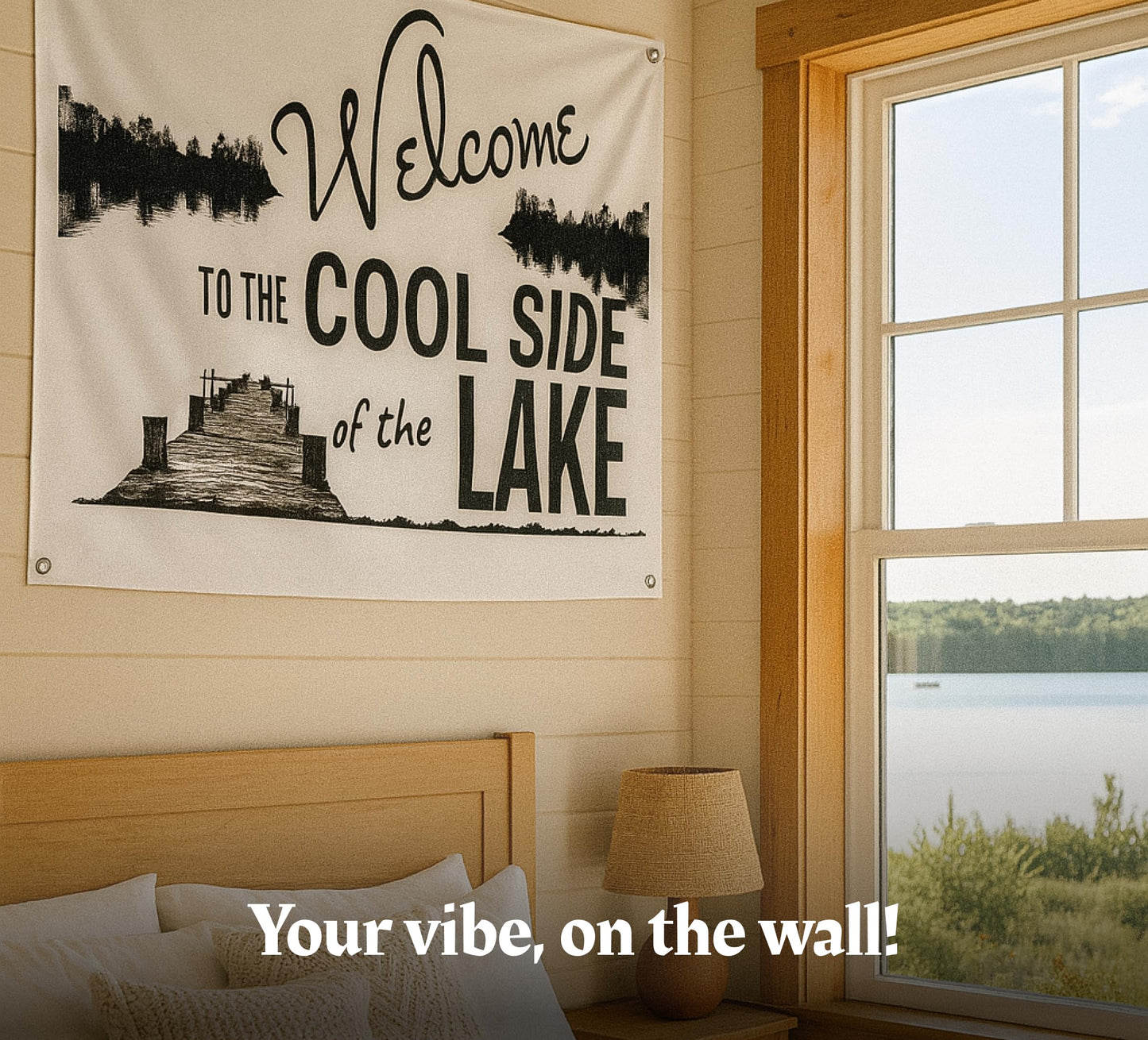 3x5 Feet Welcome to The Lake Polyester Flag with 4 Brass Grommets - Decorations House or Home Wall Flags for Indoor/Outdoor.Welcome Lake Funny Posters