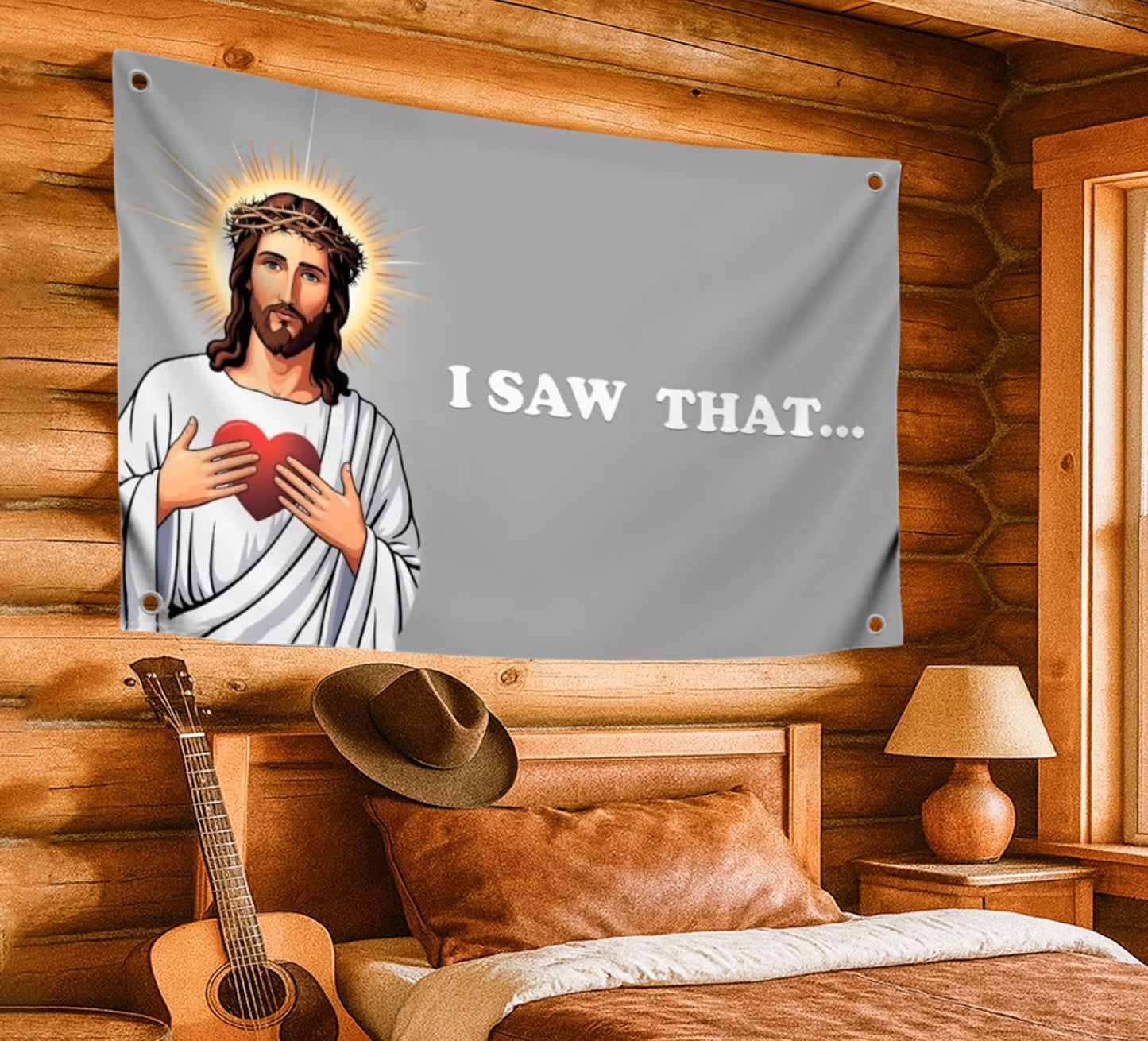 3x5 Ft Tapestry Polyester Flag "I Saw That" with Four Brass Grommets - Funny Tapestry Flag Wall Decor for Home - Tapestries Banners for College Dorm