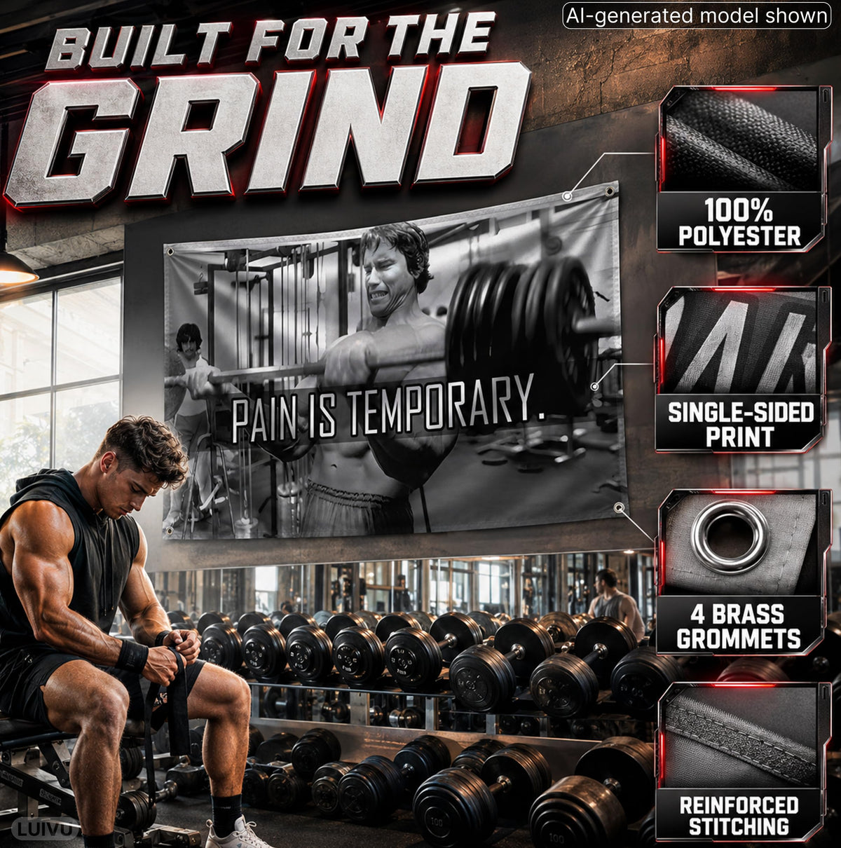 3x5 ft Schwarzenegger Pain Is Temporary Flag – Motivational Gym Banner