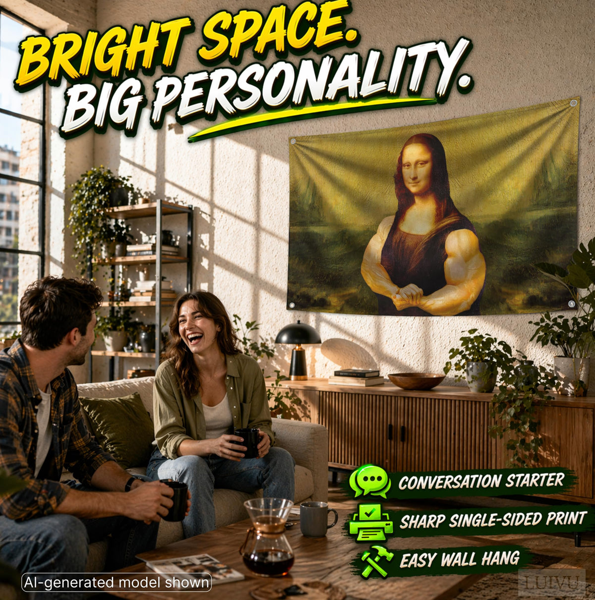 3x5 ft Funny Mona Lisa Meme Flag – Dorm & Man Cave Wall Banner