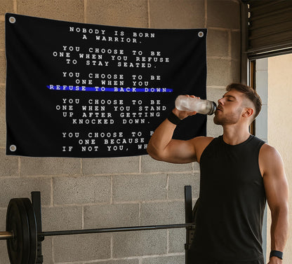 3x5 Ft Single Sided Flag "Nobody Is Born A Warrior" with 4 Grommets - Academy Graduation Wall Single Sided Polyester Flags - Cool Inspirational