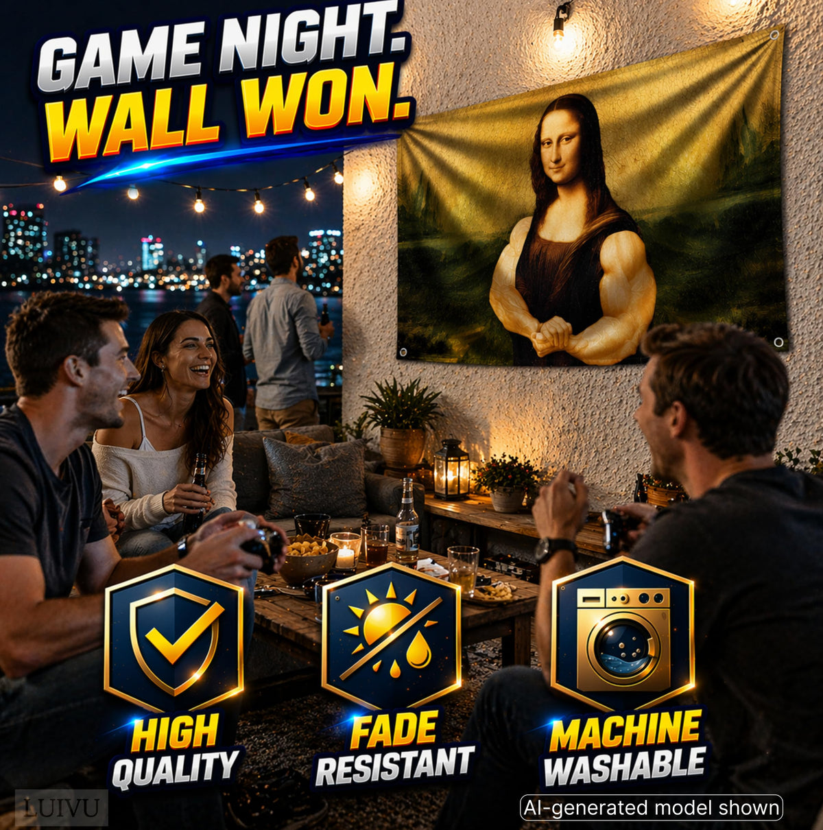 3x5 ft Funny Mona Lisa Meme Flag – Dorm & Man Cave Wall Banner
