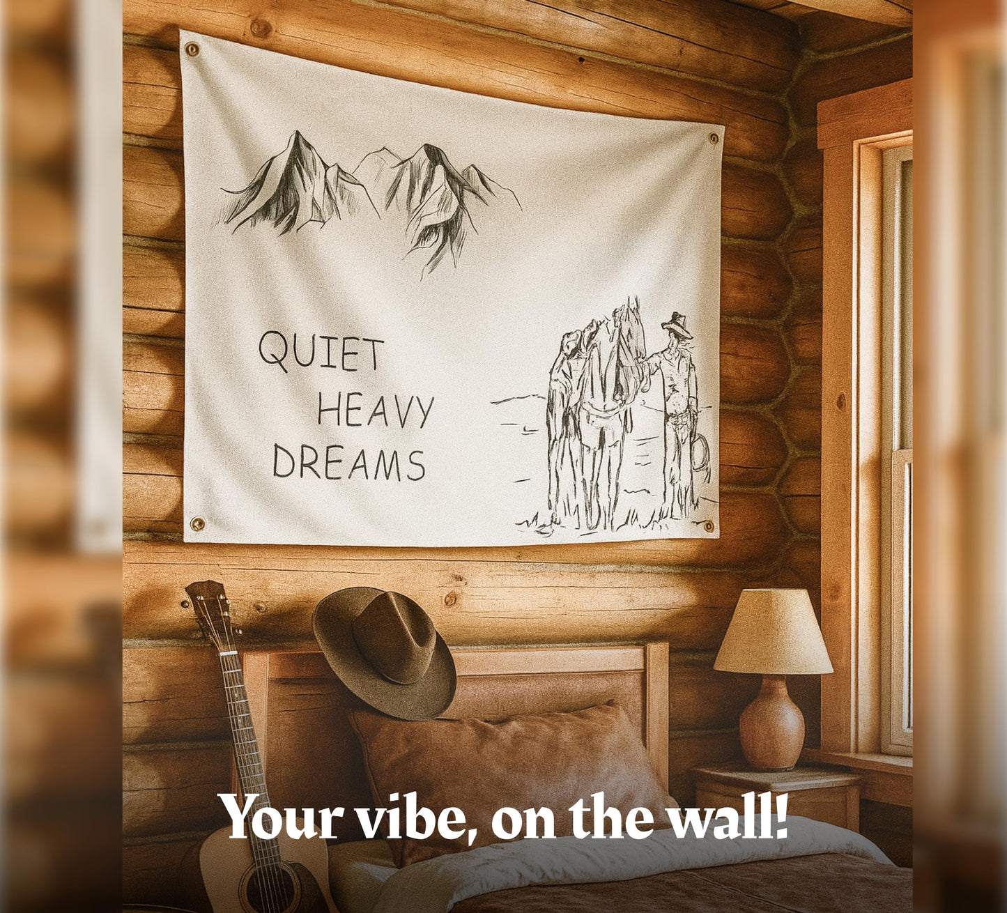LUIVU 3X5 Ft Quiet Heavy Dreams Flag with Four Brass Grommets - Funny Flag Decoration for College Bedroom and Room - Wall Party Poster