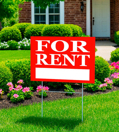 3 Pack 12x16 inch For Rent Sign Double Sided - Home for Rent Lawn Plastic Sign With H-Stakes for Real Estate Agent, Homeowner