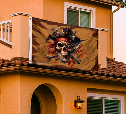 3x5 Feet Pirate Skull Flag with Two Brass Grommets - Pirat Flags Skull and Crossbones for Garden Yard Lawn Patio House - Yard Porch Patio Banner Flags