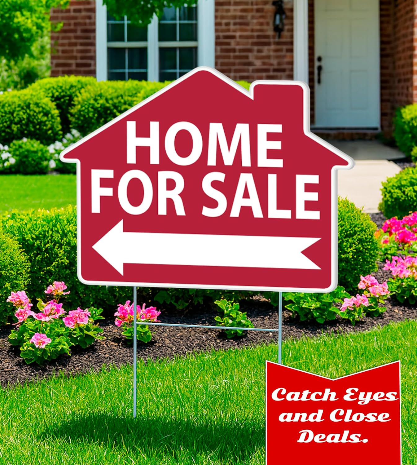 Set of 3 Signs 12x16 Inch For Sale by Owner Small Sign House Sale Advertisement With H-Stakes