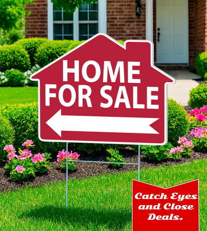 Set of 3 Signs 12x16 Inch For Sale by Owner Small Sign House Sale Advertisement With H-Stakes